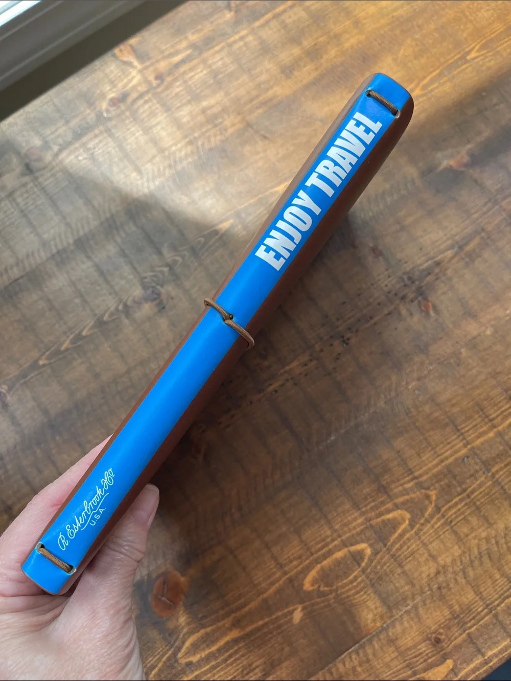 R. Esterbrook & Co. Brown Faux Leather Notebook with Blue Spine